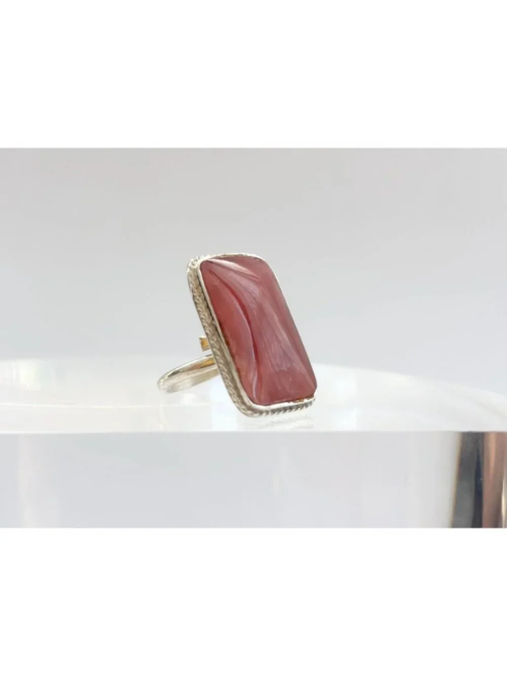 Carnelian Gemstone Minimalist Sterling Silver 925 Vintage Ring - sz 6.25
